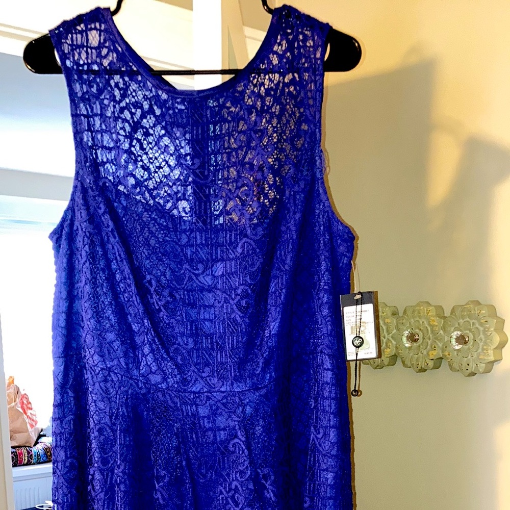 Retails over $100 size 14W royal blue with lace overlay